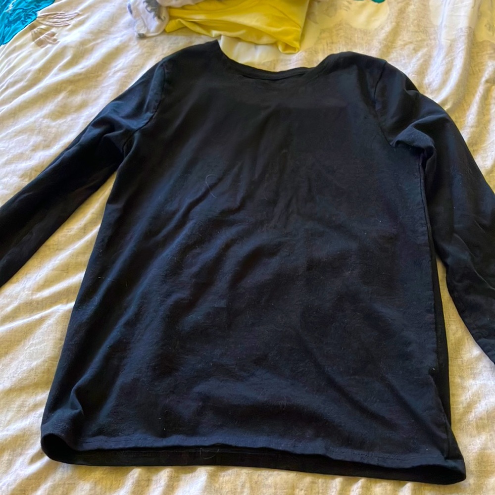 Girls plan black long sleeve Tee